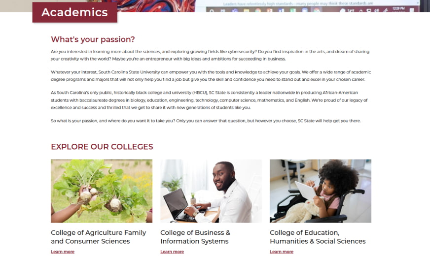 SCSU Academics Page