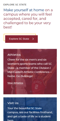 South Carolina State University Homepage explore section